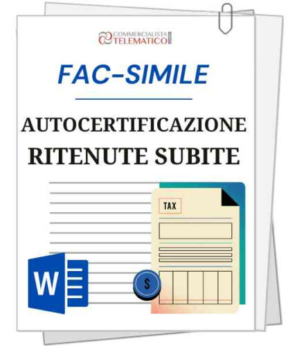 Fac-simile di Autocertificazione delle ritenute subite