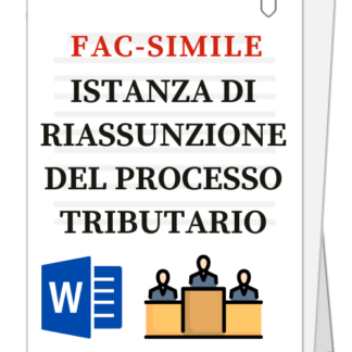 Fac-simile | Istanza di riassunzione del processo tributario