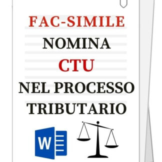 fac simile di nomina del Consulente Tecnico d'Ufficio CTU nel processo tributario