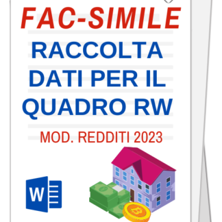 Fac-simile | Raccolta dati Quadro RW Mod. Redditi 2023 (imposte 2022)